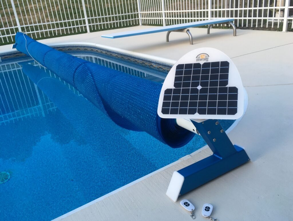 Motorized Solar Blanket Roller for pools up 36ft length Blue Solar
